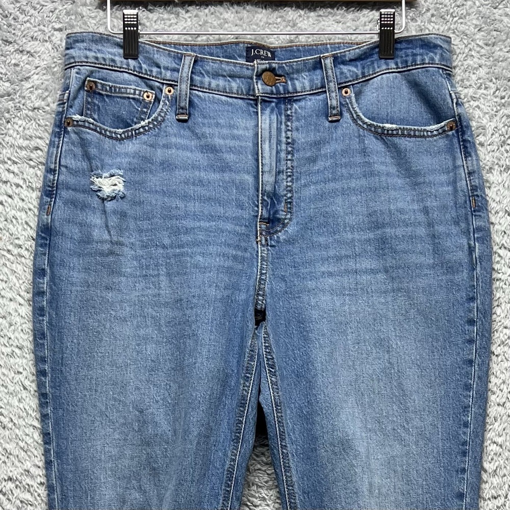 J Crew Jeans Womens 30 Blue Crop Flare Mid Rise Distressed Ripped Stretch - Picture 2 of 11